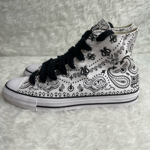New men’s CONVERSE White & Black Bandana Print  Baca CTAS Pro Hi Top Size Men9 - Picture 3 of 14
